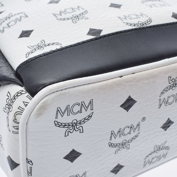 MCM Backpack Studded White Calfskin Daypack by - Picture 7 of 12